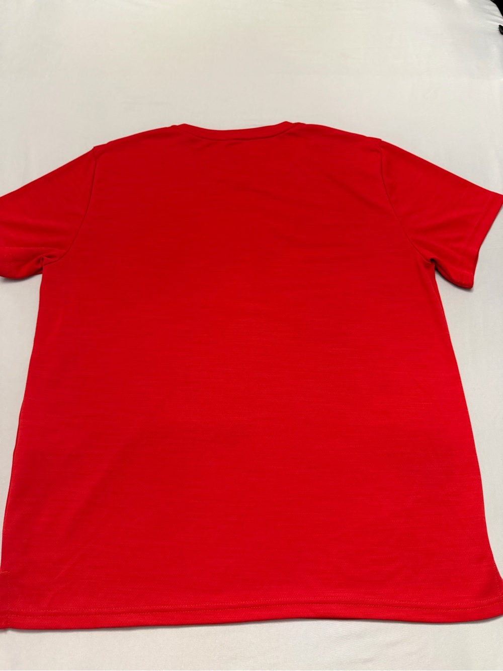 Nike Men’s Bright Red Short Sleeve Athletic Tee with Black Swoosh - Picture 4 of 4